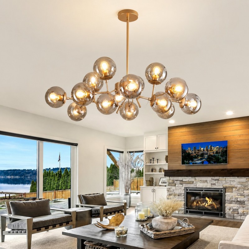 Breckett Modern Smoky Gray Glass Sputnik Chandelier