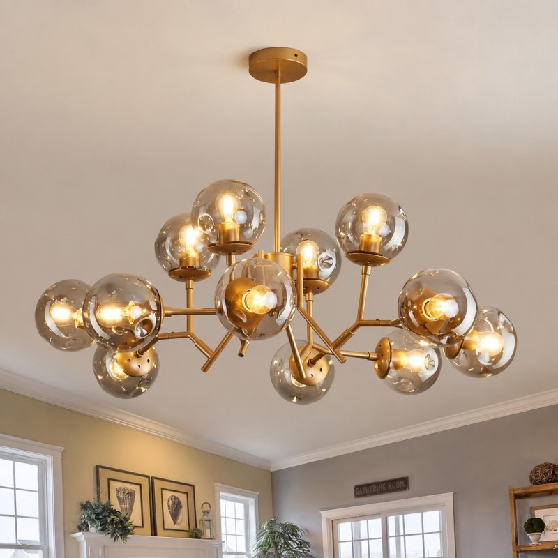 Breckett Modern Smoky Gray Glass Sputnik Chandelier