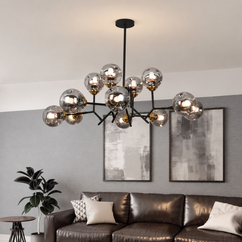 Breckett Modern Smoky Gray Glass Sputnik Chandelier
