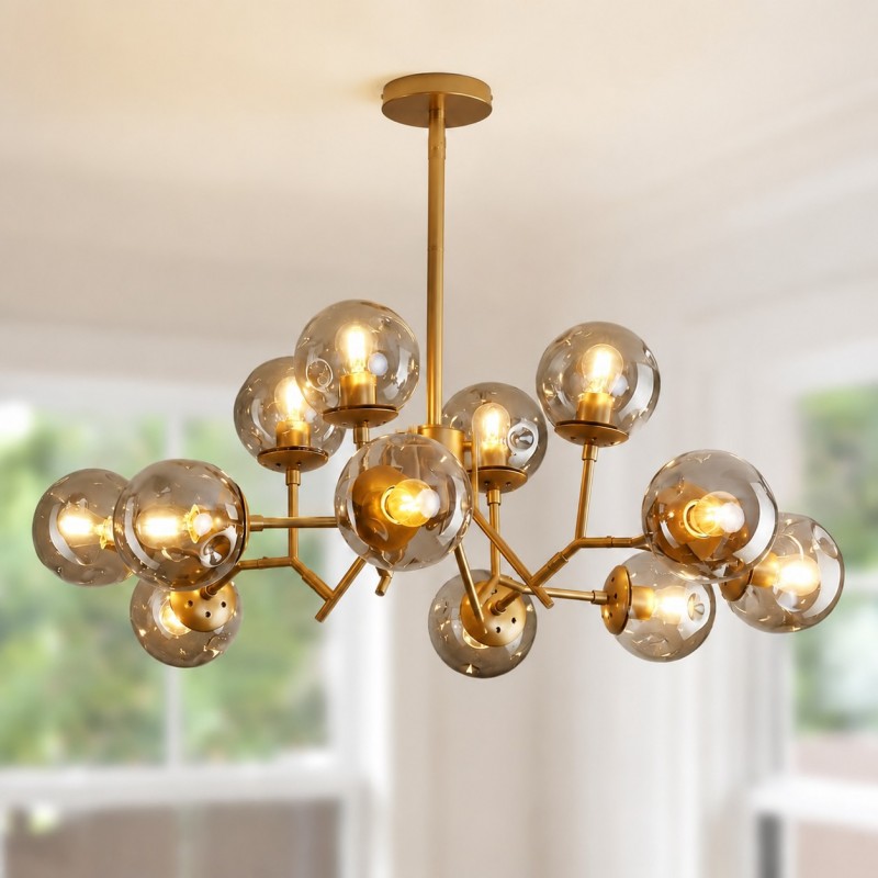 Breckett Modern Smoky Gray Glass Sputnik Chandelier