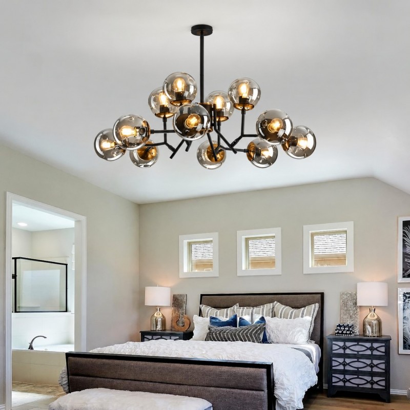 Breckett Modern Smoky Gray Glass Sputnik Chandelier