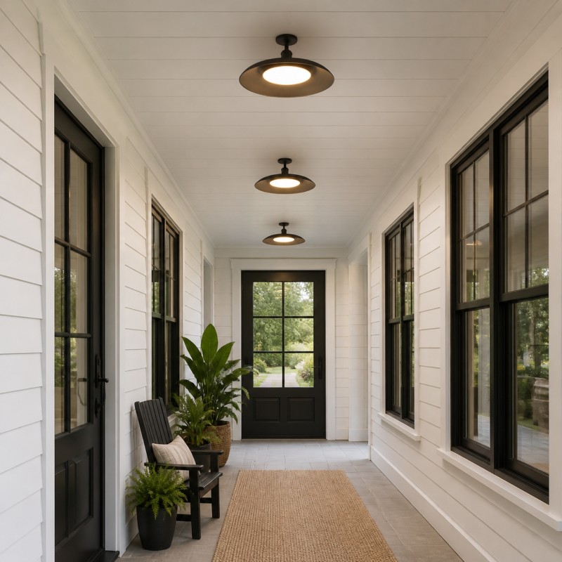 Khyler Scandinavian Carbonized Steel Round Waterproof Ceiling Light