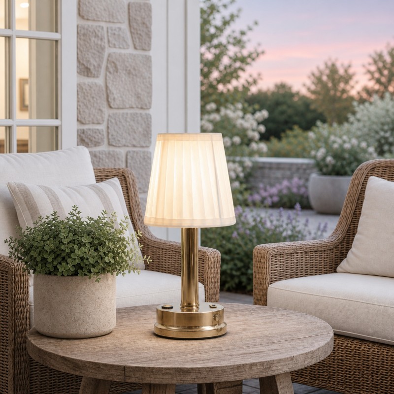 Mariana Cordless Battery Operated Pleated Shade Table Lamp