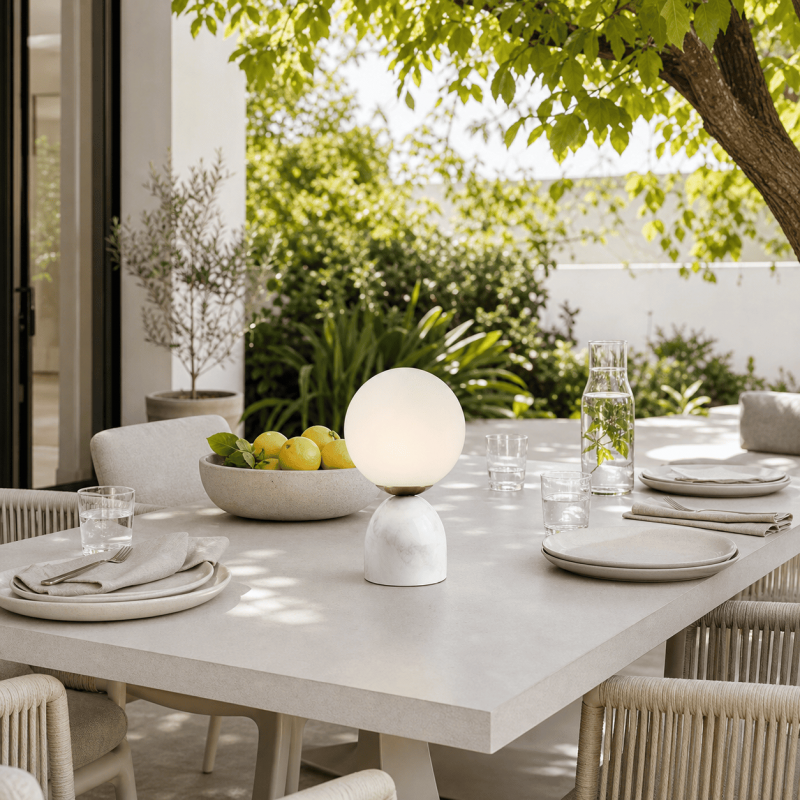Aalia Nordic Small Marble Glass Orb Table Lamp