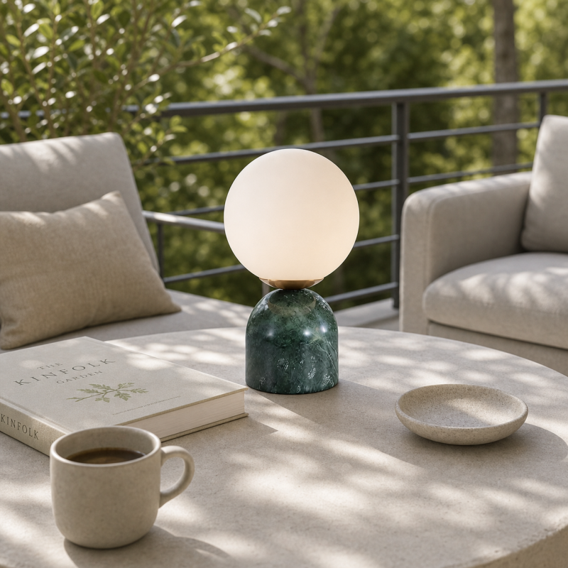 Aalia Nordic Small Marble Glass Orb Table Lamp