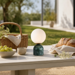 Aalia Nordic Small Marble Glass Orb Table Lamp