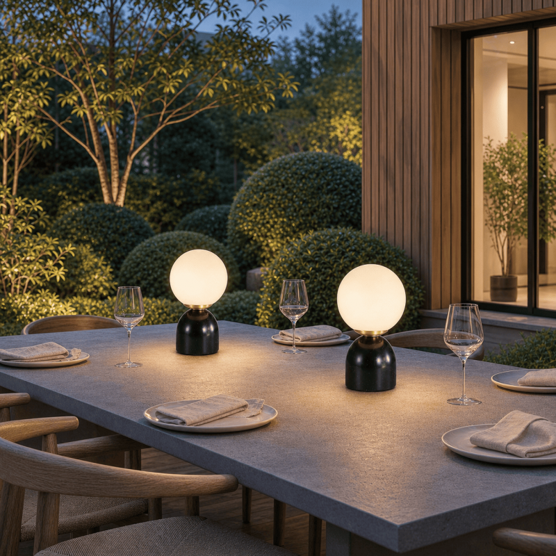 Aalia Nordic Small Marble Glass Orb Table Lamp