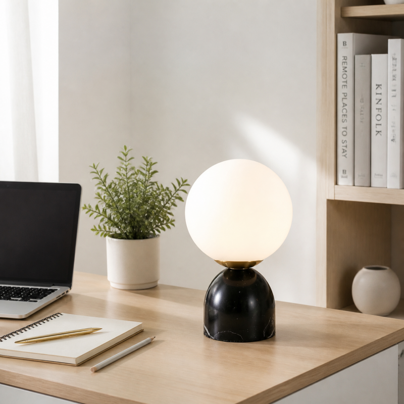 Aalia Nordic Small Marble Glass Orb Table Lamp