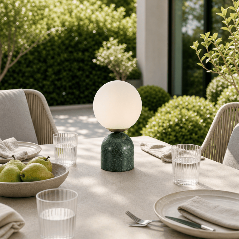 Aalia Nordic Small Marble Glass Orb Table Lamp