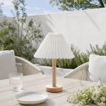 Dervish Wabi-Sabi Pleated Wooden Small Table Lamp