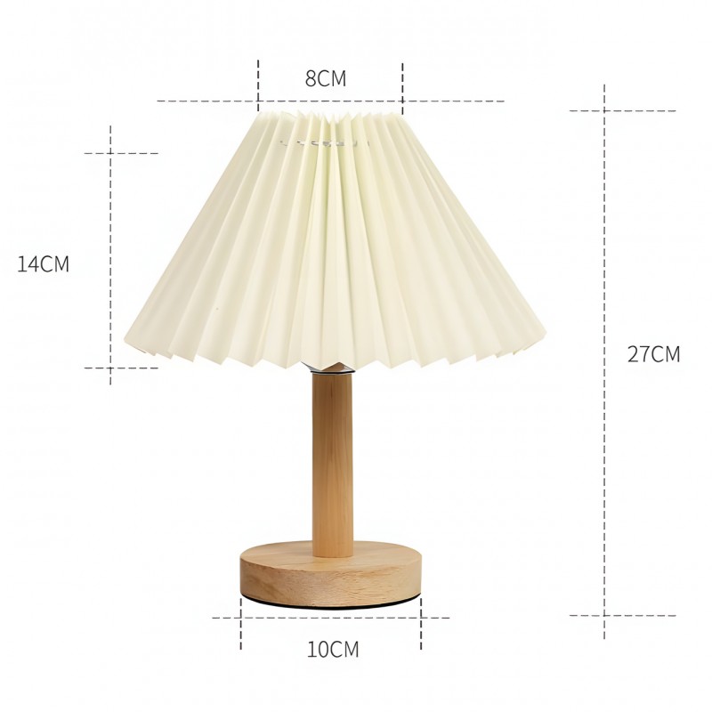 Dervish Wabi-Sabi Pleated Wooden Small Table Lamp