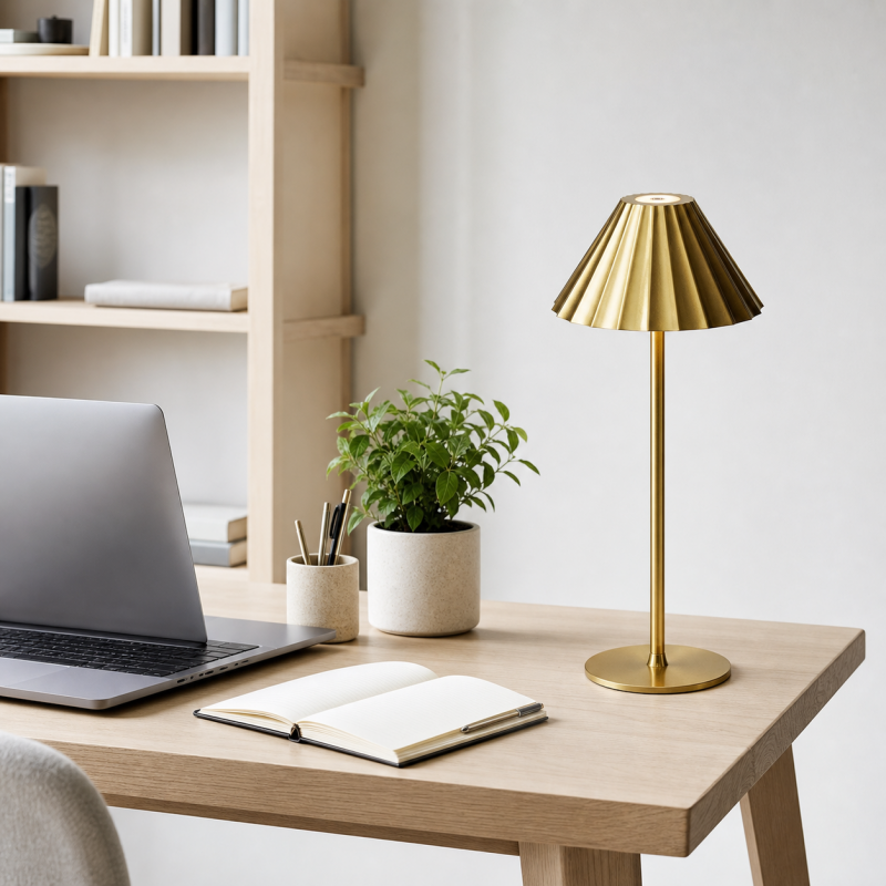 Heley Exquisite Brass Color Rechargeable Dimmable Cordless Table Lamp