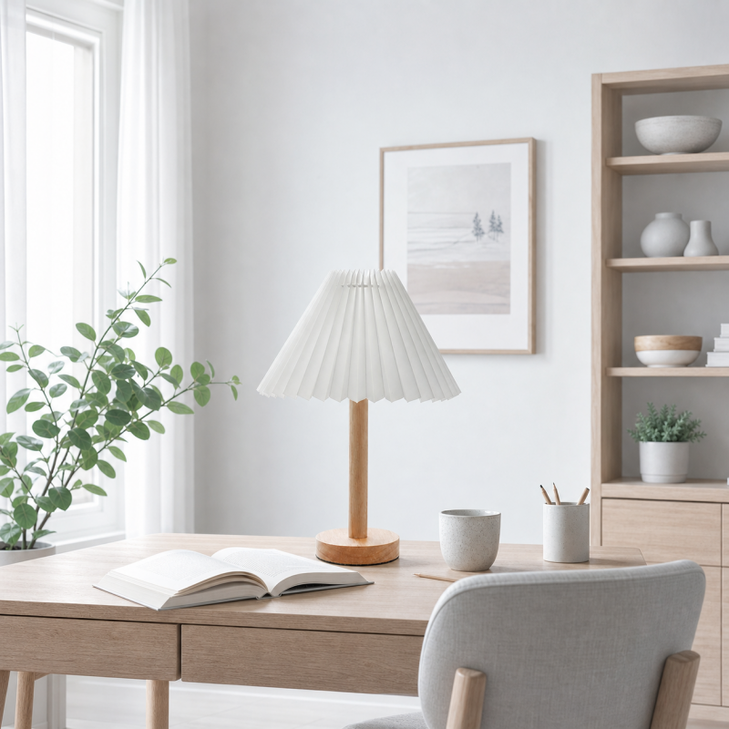 Dervish Wabi-Sabi Pleated Wooden Small Table Lamp