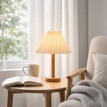 Dervish Wabi-Sabi Pleated Wooden Small Table Lamp