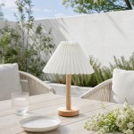 Dervish Wabi-Sabi Pleated Wooden Small Table Lamp