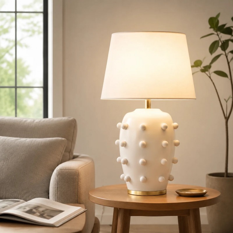 Pebble Modern Classic Linden Textured Ball Ceramic Table Light