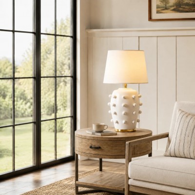 Pebble Modern Classic Linden Textured Ball Ceramic Table Light