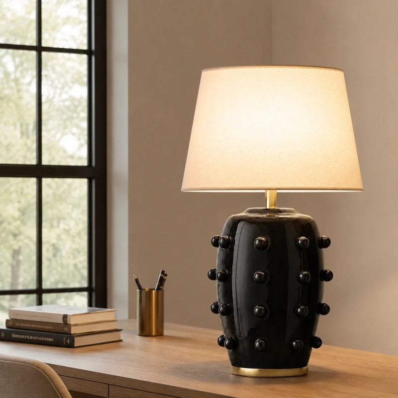 Pebble Modern Classic Linden Textured Ball Ceramic Table Light