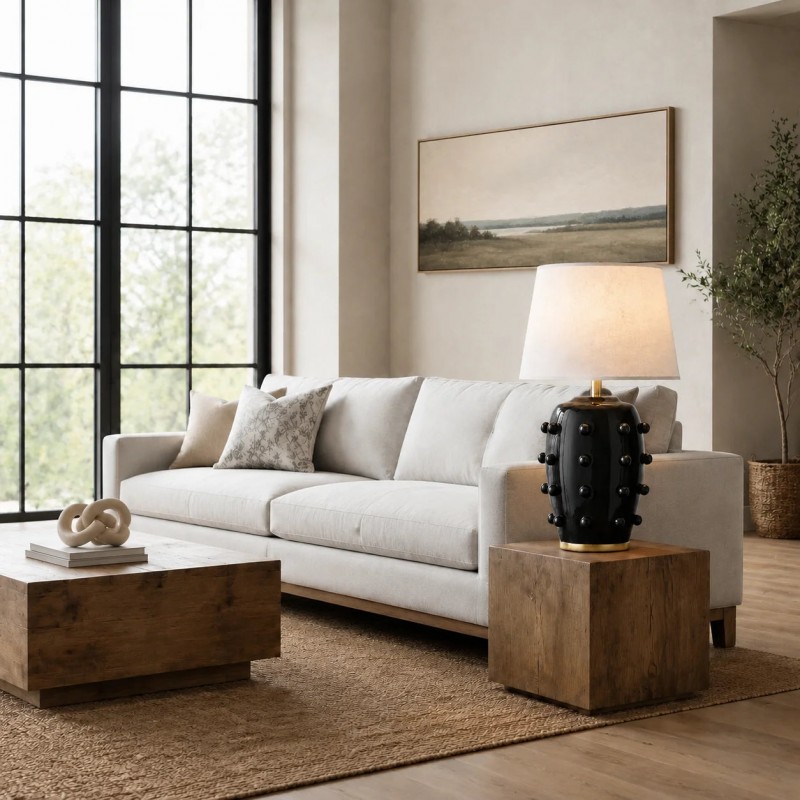 Pebble Modern Classic Linden Textured Ball Ceramic Table Light