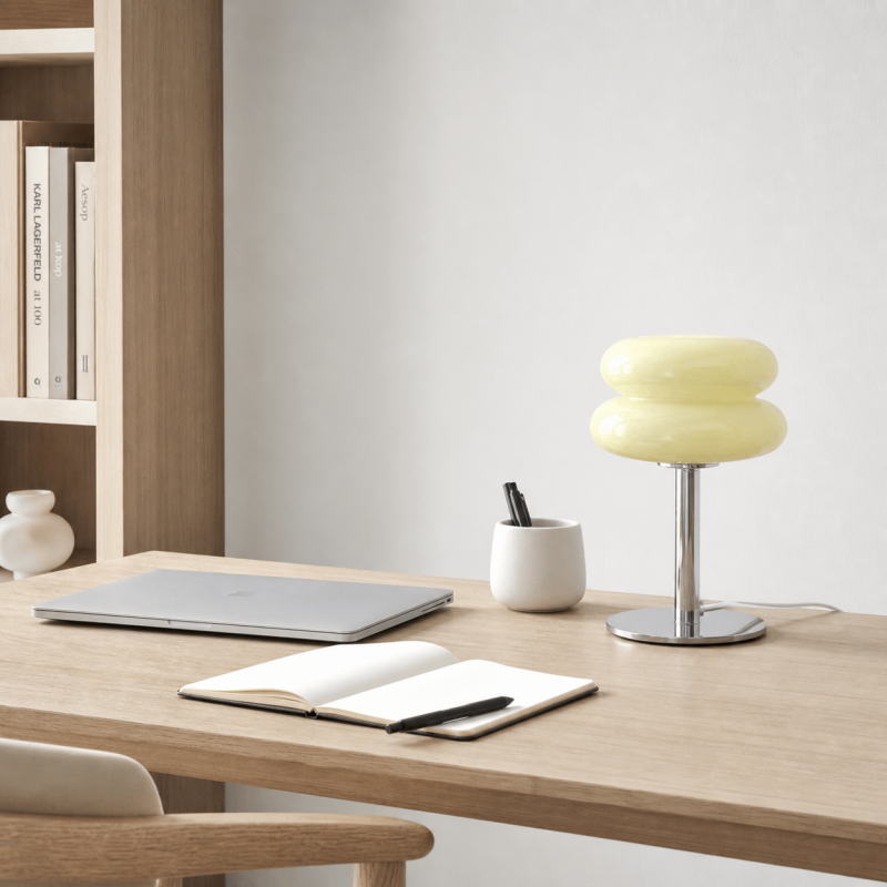 Josie Cream Glass Bauhaus Style Table Lamp