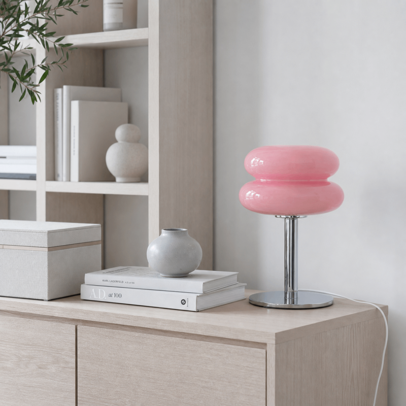 Josie Cream Glass Bauhaus Style Table Lamp