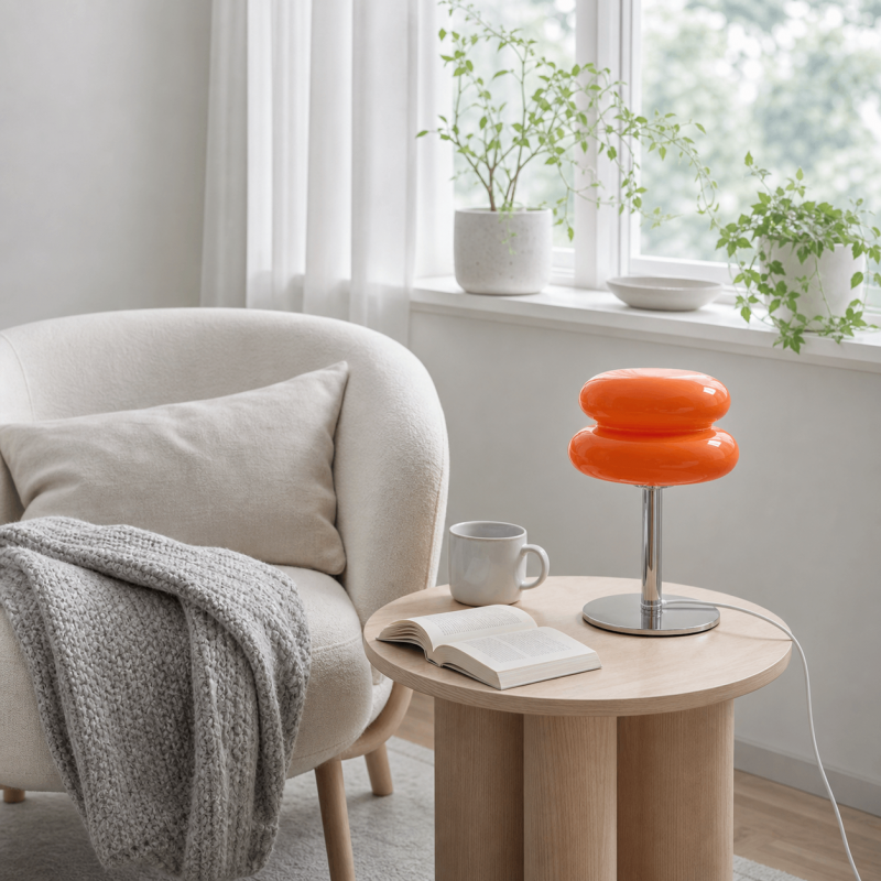Josie Cream Glass Bauhaus Style Table Lamp