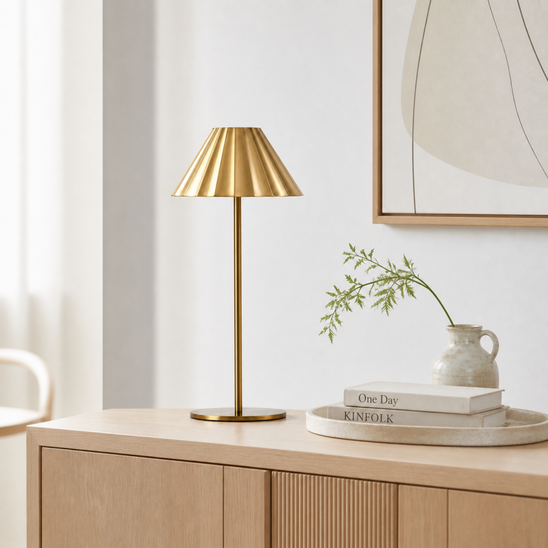 Heley Exquisite Brass Color Rechargeable Dimmable Cordless Table Lamp
