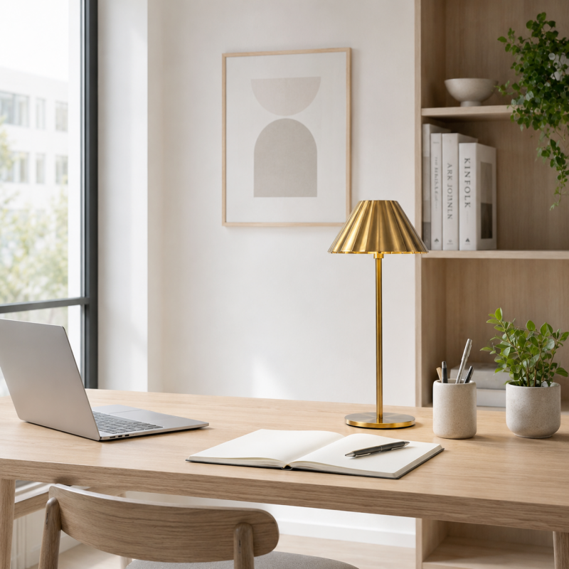 Heley Exquisite Brass Color Rechargeable Dimmable Cordless Table Lamp