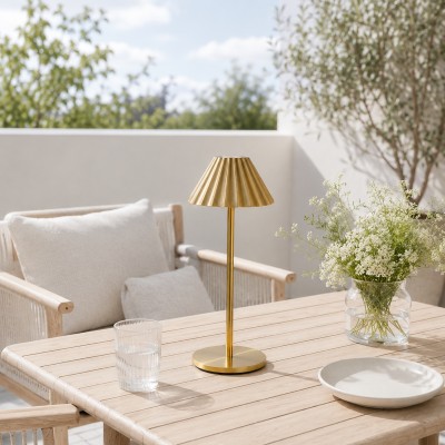 Heley Exquisite Brass Color Rechargeable Dimmable Cordless Table Lamp