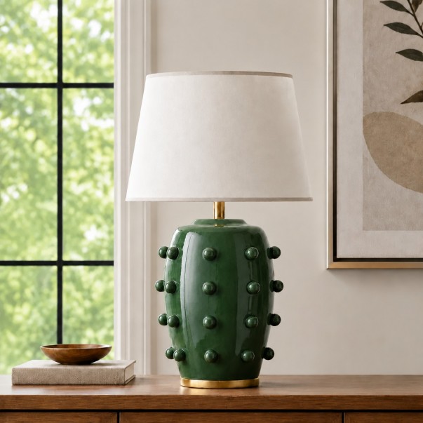 Adrian Modern Farmhouse Ceramic Linden Table Light