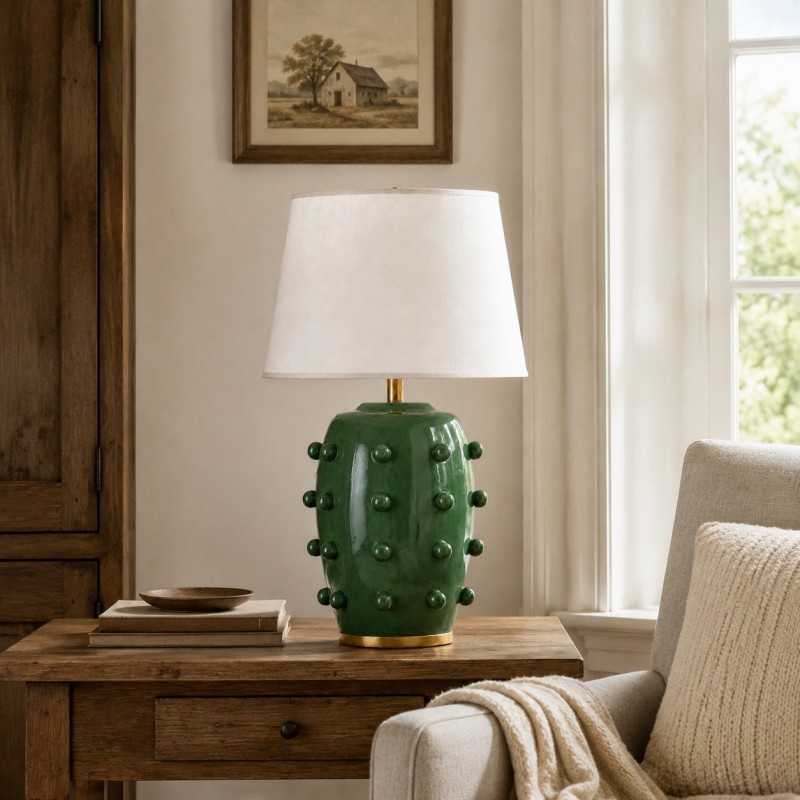 Adrian Modern Farmhouse Ceramic Linden Table Light