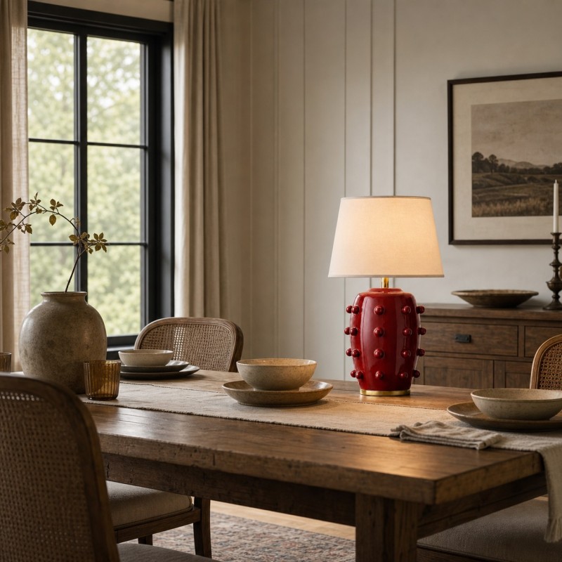 Adrian Modern Farmhouse Ceramic Linden Table Light