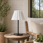 Jovita Contemporary Cone White Linen Table Lamp