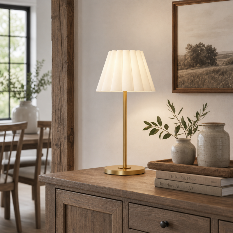 Jovita Contemporary Cone White Linen Table Lamp