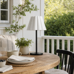 Jovita Contemporary Cone White Linen Table Lamp