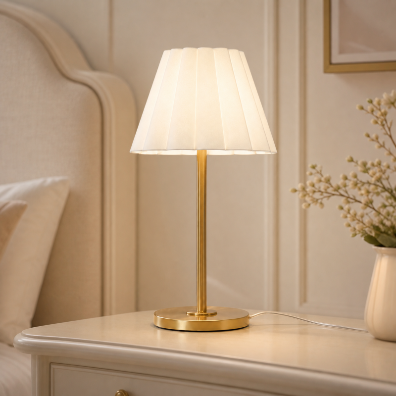 Jovita Contemporary Cone White Linen Table Lamp
