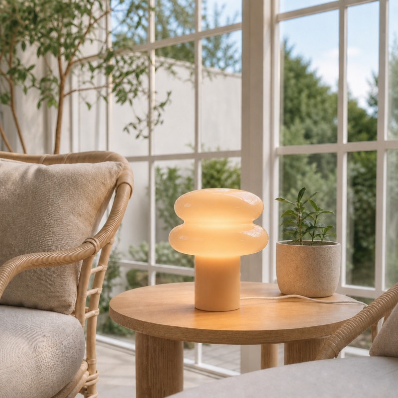 Nymeros Scandinavian Glass Mushroom Table Lamp