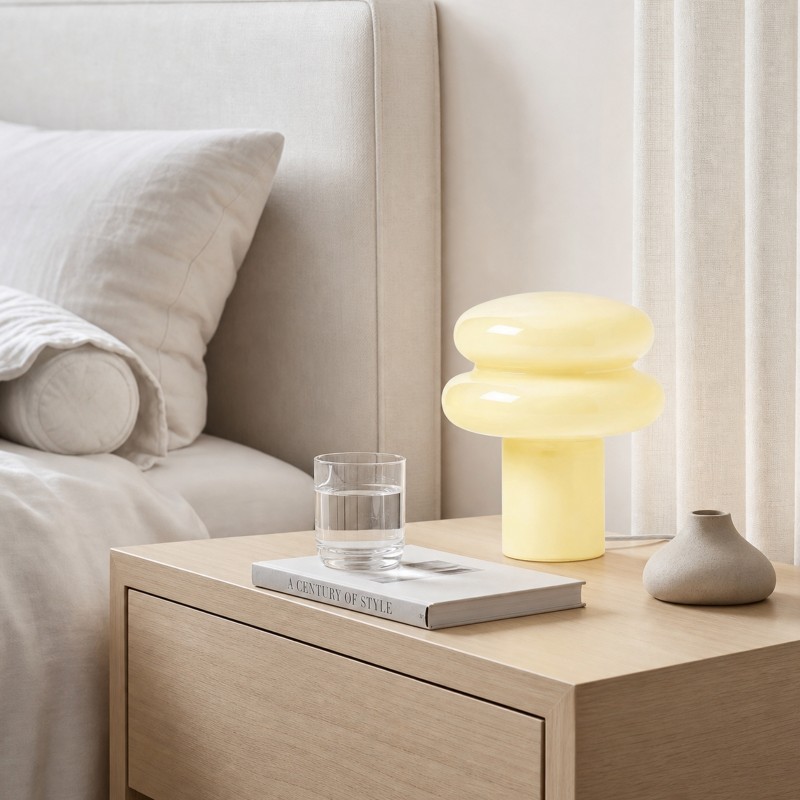 Nymeros Scandinavian Glass Mushroom Table Lamp