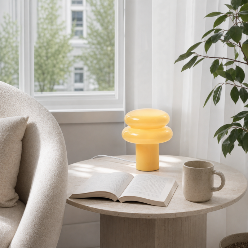 Nymeros Scandinavian Glass Mushroom Table Lamp