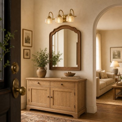 Julian Farmhouse Brass Texture Transparent Glass Sconces