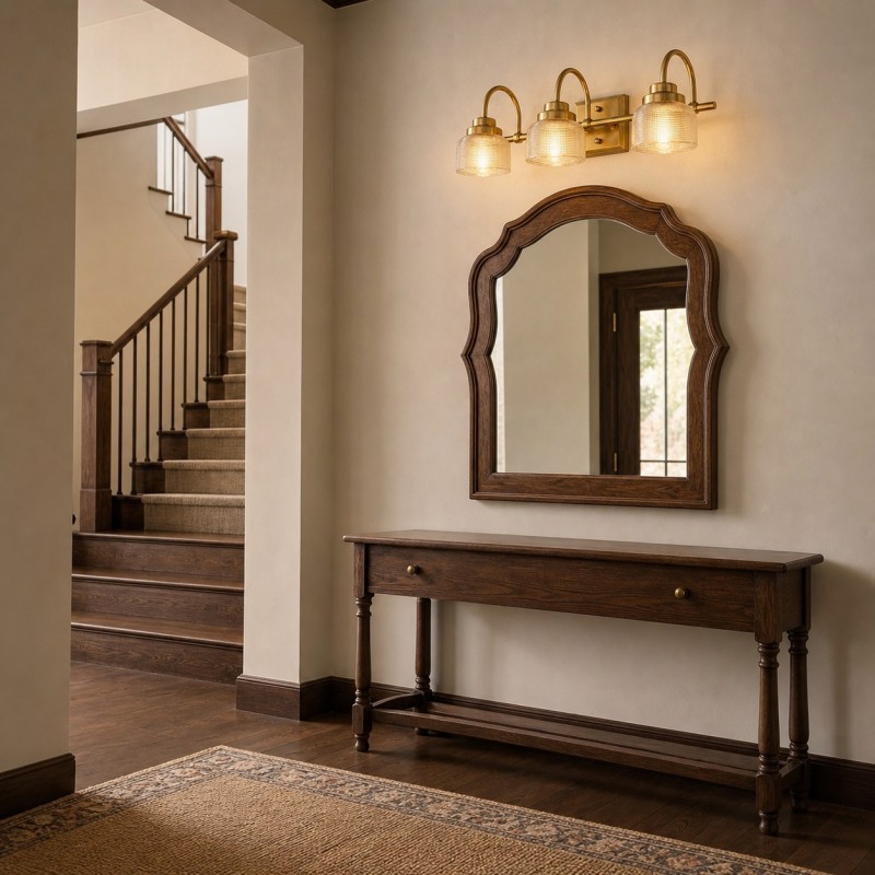 Julian Farmhouse Brass Texture Transparent Glass Sconces