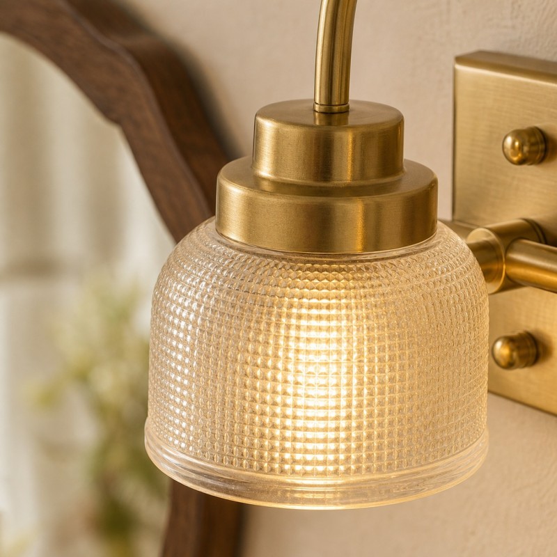 Julian Farmhouse Brass Texture Transparent Glass Sconces