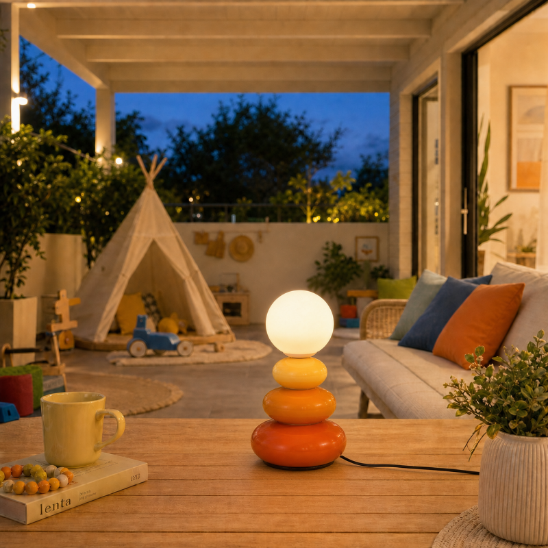 Paloma Small Ceramic USB LED Art Deco Table Lamp