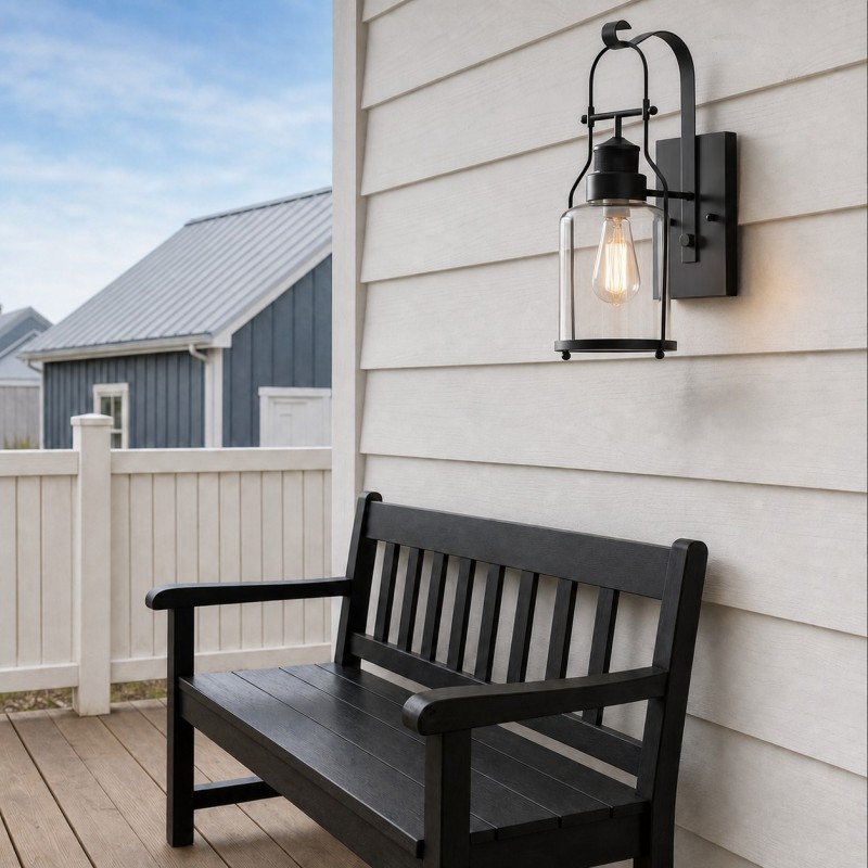 Bureau Industrial Antique Iron Glass Jar Wall Sconce