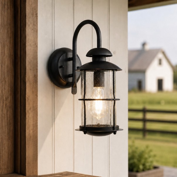 Camille Modern Industrial Outdoor Cage Glass Wall  Sconce