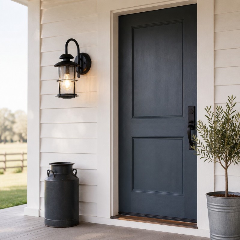 Camille Modern Industrial Outdoor Cage Glass Wall  Sconce