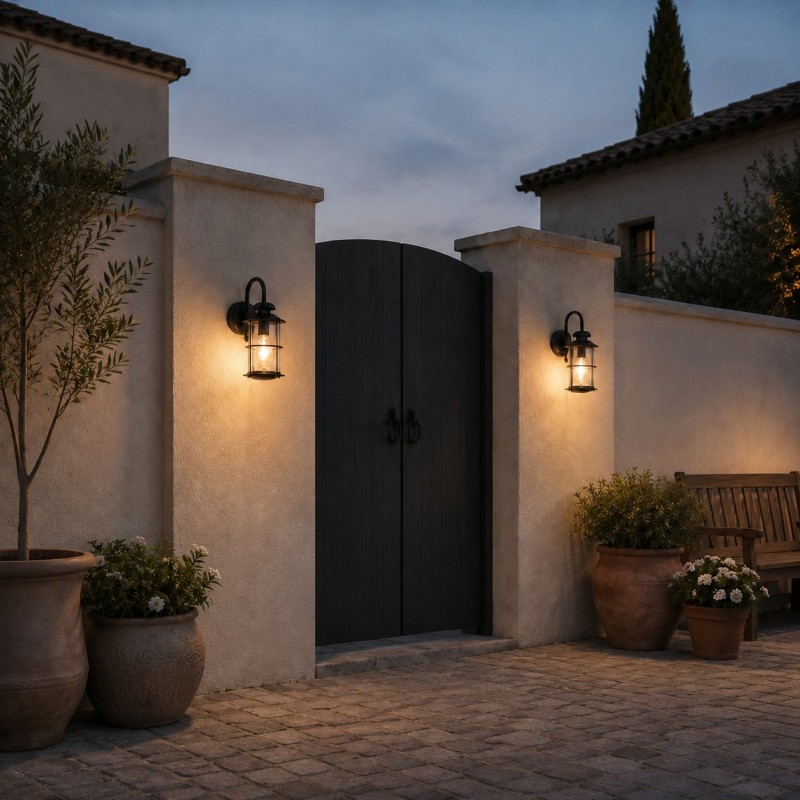 Camille Modern Industrial Outdoor Cage Glass Wall  Sconce