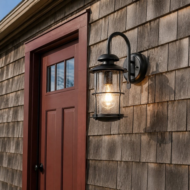 Camille Modern Industrial Outdoor Cage Glass Wall  Sconce