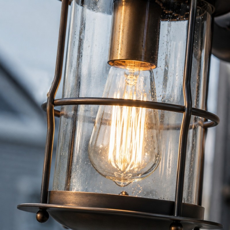 Camille Modern Industrial Outdoor Cage Glass Wall  Sconce