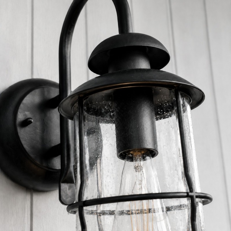 Camille Modern Industrial Outdoor Cage Glass Wall  Sconce